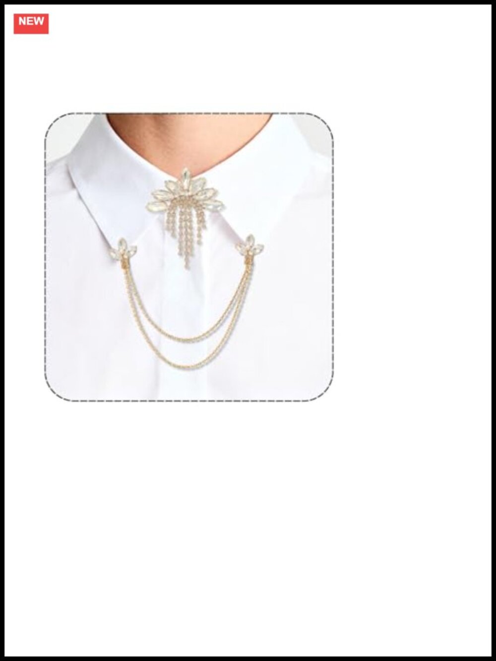 Vintage Rhinestone Collar Chain Pin Brooch Jewelry Accessory Clip On
